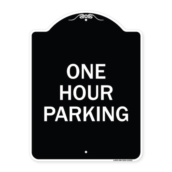 Signmission Designer Series One Hour Parking, Black & White Heavy-Gauge Aluminum Sign, 24" x 18", BW-1824-23525 A-DES-BW-1824-23525 - main